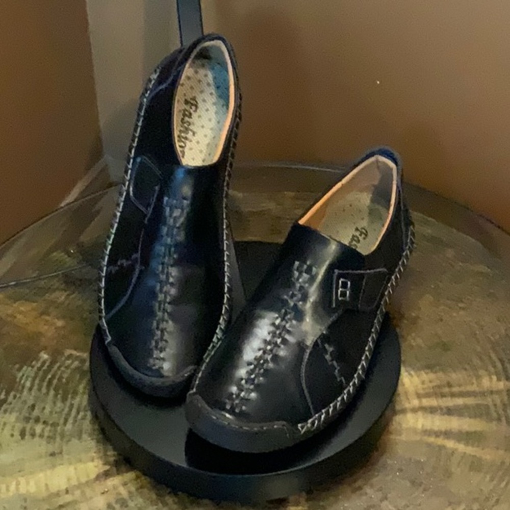 Black leather shoes